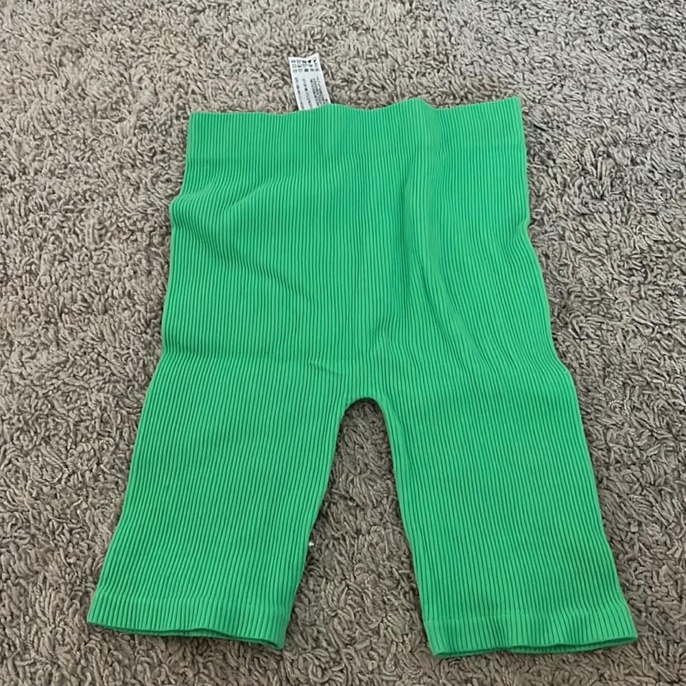 Zara biker shorts bright green